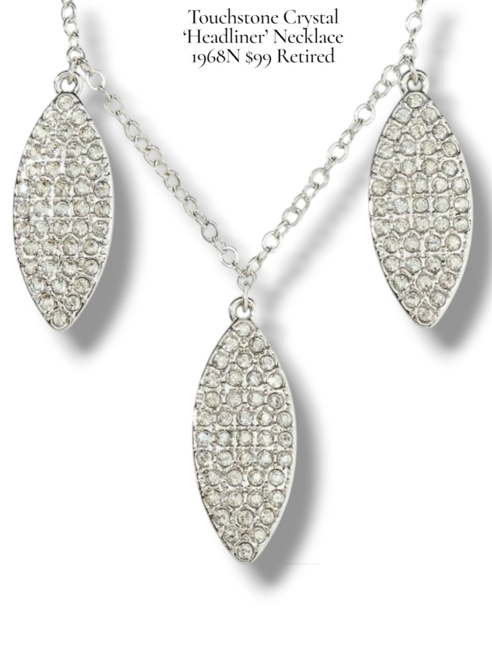 Touchstone Crystal Headliner Necklace Swarovski  Drop-Station Marquise Charms
